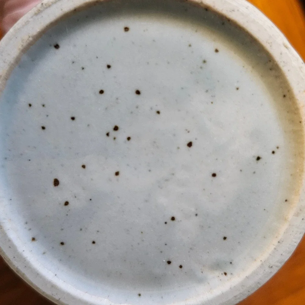 Vintage Studio Pottery Bamboo Leaf Stoneware Canister Wire Bail Spice Jar
